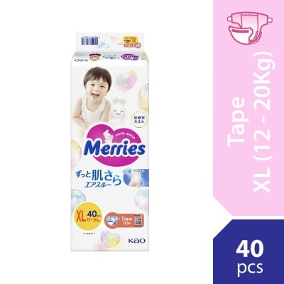 MERRIES Merries Super Premium Tape Baby Diaper Super Jumbo pack (12-20kg) XL 40s