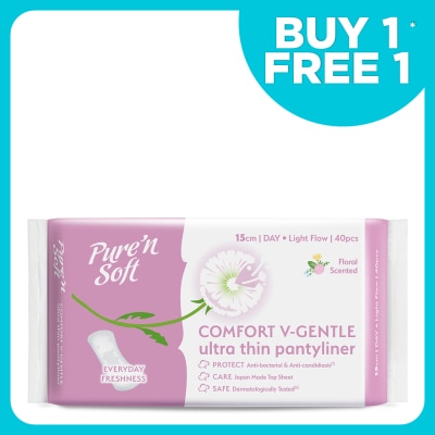 PURE'N SOFT Ultra-Thin Pantyliner 15cm 40's