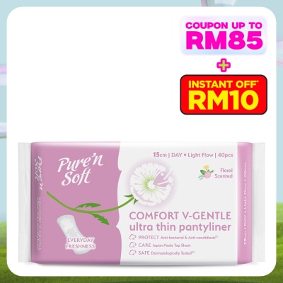 PURE'N SOFT Ultra-Thin Pantyliner 15cm 40's