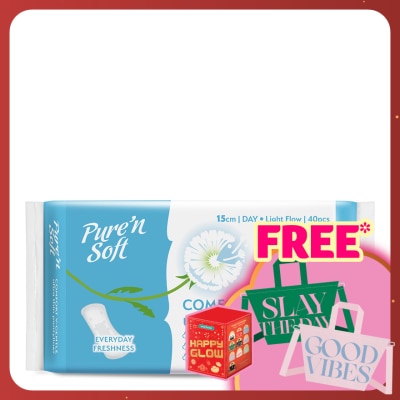 PURE'N SOFT Ultra-Thin Pantyliner Unscented 15cm 40's