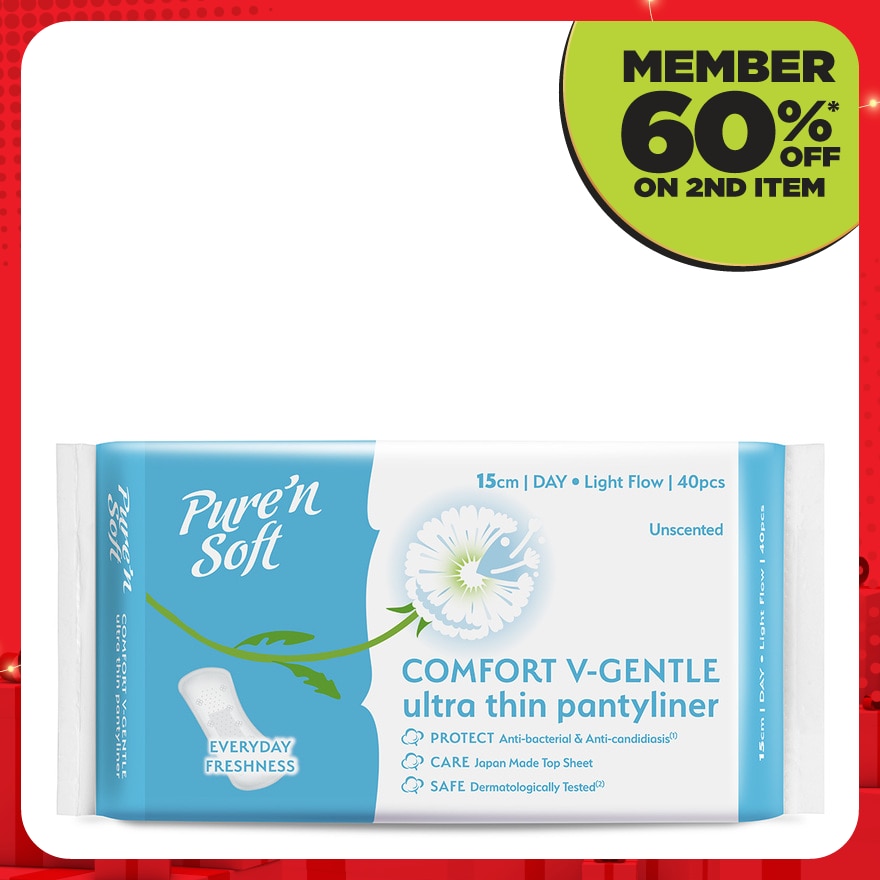 Ultra-Thin Pantyliner Unscented 15cm 40's