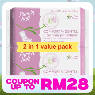 PURE'N SOFT Ultra-Thin Pantyliner 150mm 2 x 40's