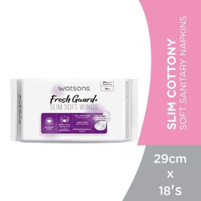 WATSONS Slim Cottony Soft Sanitary Napkins 29cm x 18's