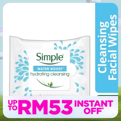 SIMPLE Simple Water Boost Hydrating Cleansing Wipes 25s'