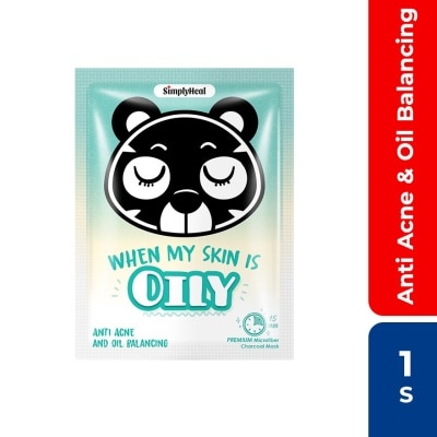 SIMPLY Anti Acne & Oil Balancing Premium Charcoal Mask 1s