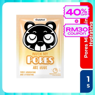 SIMPLYHEAL Pores Minimise & Hydrate Premium Charcoal Mask 1s