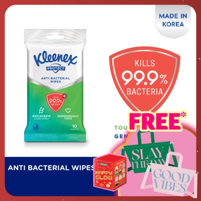 KLEENEX Hand & Face Protect Antibacterial Multipurpose Disinfecting Wet Wipes (10's x 3 packs)