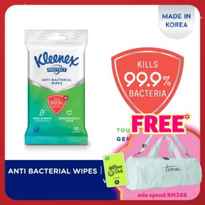 KLEENEX Hand & Face Protect Antibacterial Multipurpose Disinfecting Wet Wipes (10's x 3 packs)