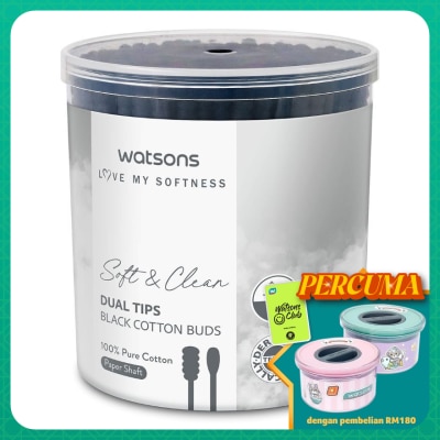 WATSONS Black Cotton Soft Buds 200's