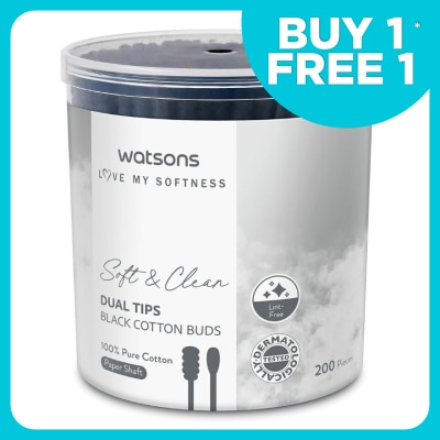 WATSONS Black Cotton Soft Buds 200's