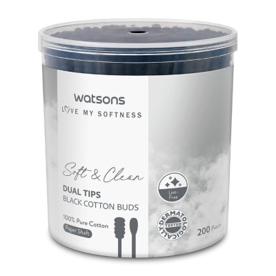 WATSONS Black Cotton Soft Buds 200's