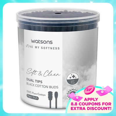 WATSONS - Black Cotton Soft Buds 200's