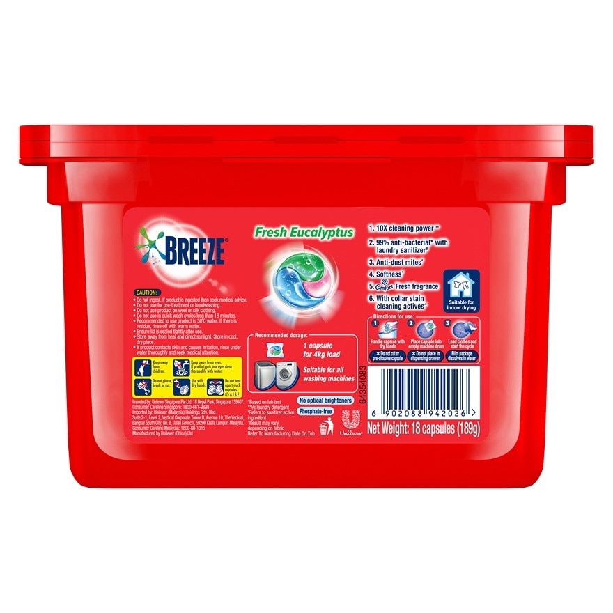 Fresh Eucalyptus 5 In 1 Power Laundry Capsules 18s