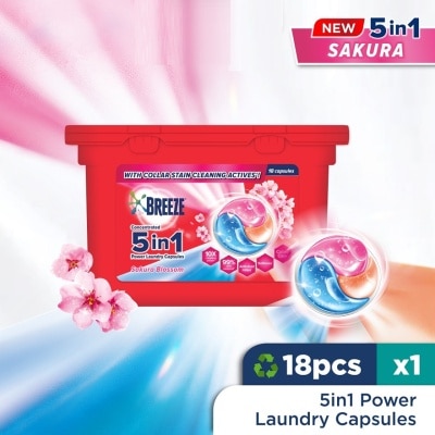 BREEZE Sakura Blossom 3 In 1 Power Laundry Capsules 18s