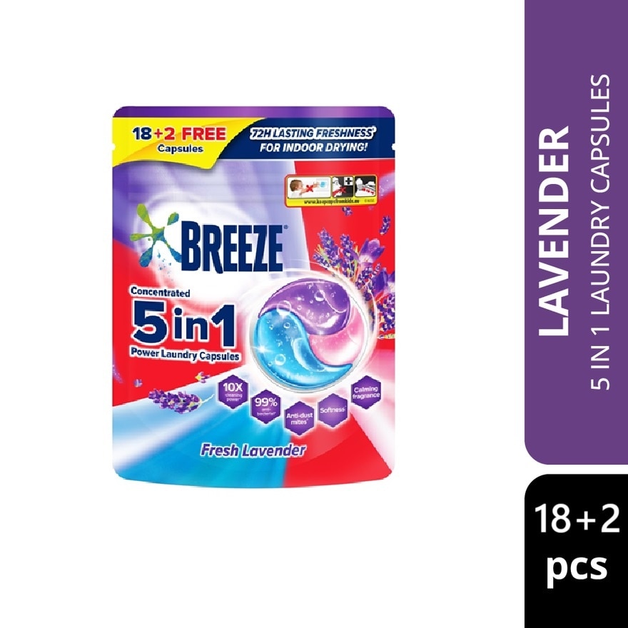 Fresh Lavender 5 In 1 Power Laundry Capsules 18+2s 210g
