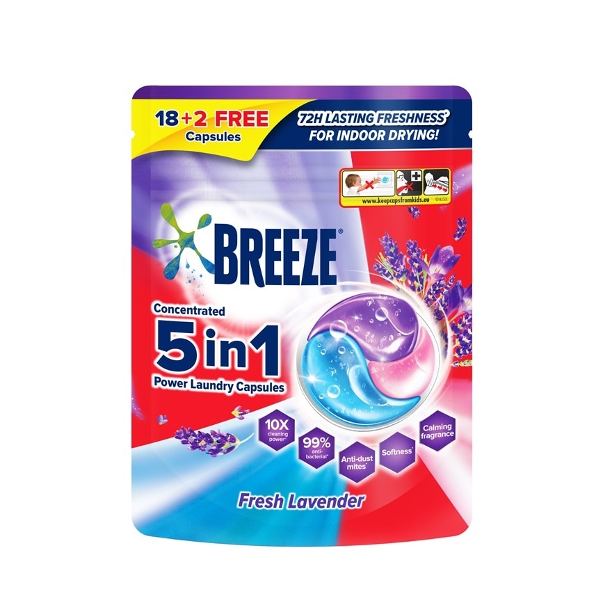 Fresh Lavender 5 In 1 Power Laundry Capsules 18+2s 210g