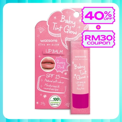WATSONS Baby Tint Glow Lip Balm SPF15 Rosy Pink 3.9g