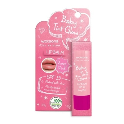 WATSONS Baby Tint Glow Lip Balm SPF15 Rosy Pink 3.9g