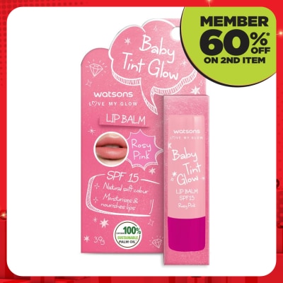 WATSONS Baby Tint Glow Lip Balm SPF15 Rosy Pink 3.9g
