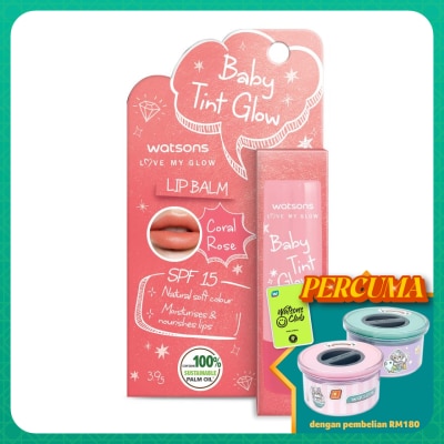 WATSONS Baby Tint Glow Lip Balm SPF15 Coral Rose 3.9g