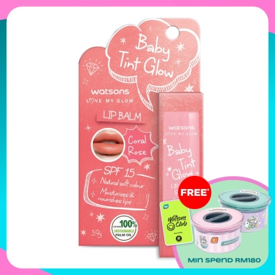 WATSONS Baby Tint Glow Lip Balm SPF15 Coral Rose 3.9g