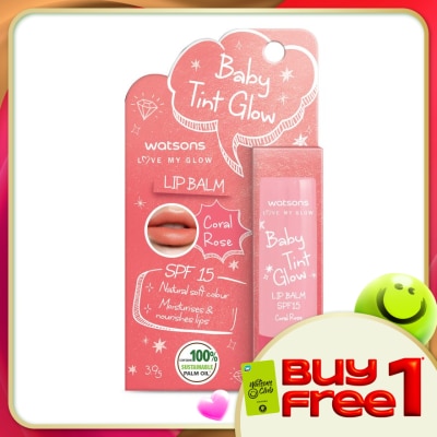WATSONS - Baby Tint Glow Lip Balm SPF15 Coral Rose 3.9g
