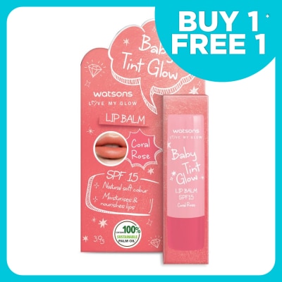 WATSONS Baby Tint Glow Lip Balm SPF15 Coral Rose 3.9g