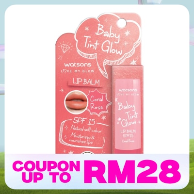 WATSONS Baby Tint Glow Lip Balm SPF15 Coral Rose 3.9g