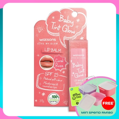 WATSONS Baby Tint Glow Lip Balm SPF15 Coral Rose 3.9g