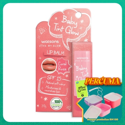 WATSONS - Baby Tint Glow Lip Balm SPF15 Coral Rose 3.9g