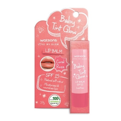 WATSONS Baby Tint Glow Lip Balm SPF15 Coral Rose 3.9g