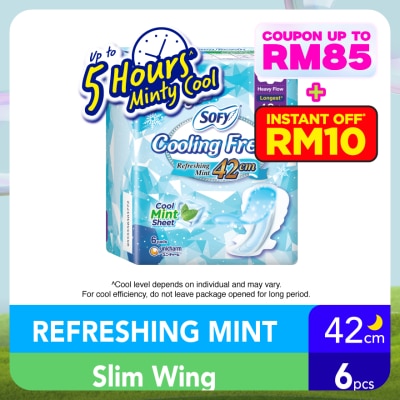 SOFY Cooling Fresh Night Slim Wing 42cm 6s