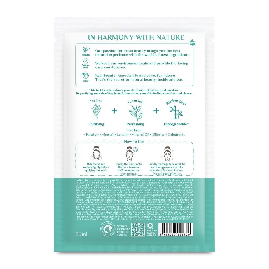 Tea Tree & Green Tea Mattifying Facial Mask 1s