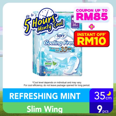 SOFY Cooling Fresh Night Slim Wing 35cm 9s