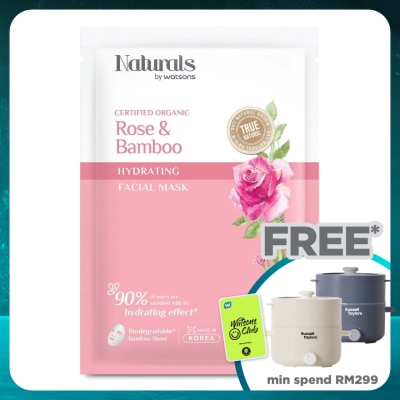 NATURALS BY WATSONS Rose & Bamboo Hydrating Facial Mask 1s