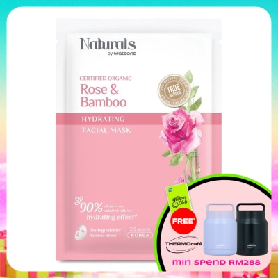 NATURALS BY WATSONS - Rose & Bamboo Hydrating Facial Mask 1s