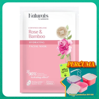 NATURALS BY WATSONS - Rose & Bamboo Hydrating Facial Mask 1s