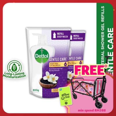 DETTOL Body Wash Gentle Care Habbatus Sauda & White Jasmine Refill Value Pack 800g x2