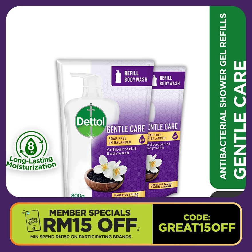 Body Wash Gentle Care Habbatus Sauda & White Jasmine Refill Value Pack 800g x2