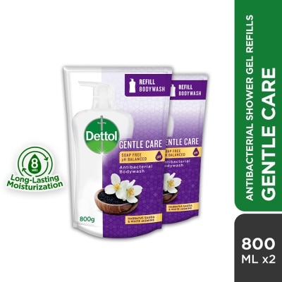 DETTOL Body Wash Gentle Care Habbatus Sauda & White Jasmine Refill Value Pack 800g x2