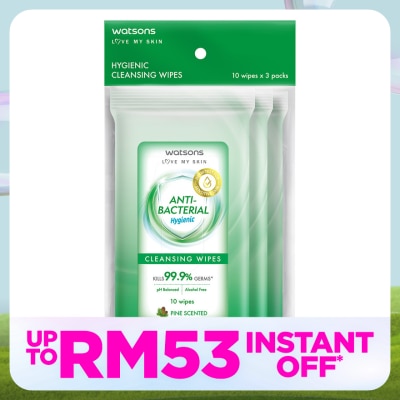 WATSONS Antibacterial Cleansing Wipes 10S X 3