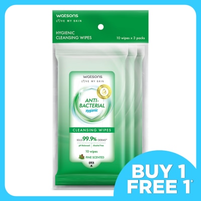 WATSONS Antibacterial Cleansing Wipes 10S X 3