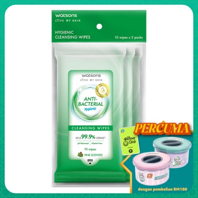 WATSONS Antibacterial Cleansing Wipes 10S X 3