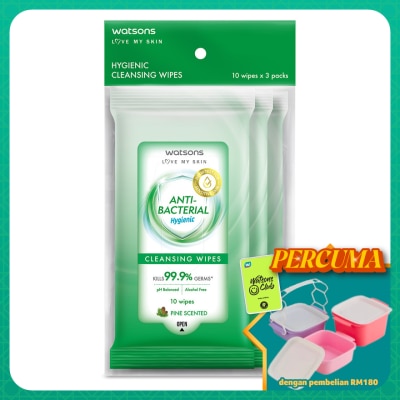WATSONS - Antibacterial Cleansing Wipes 10S X 3
