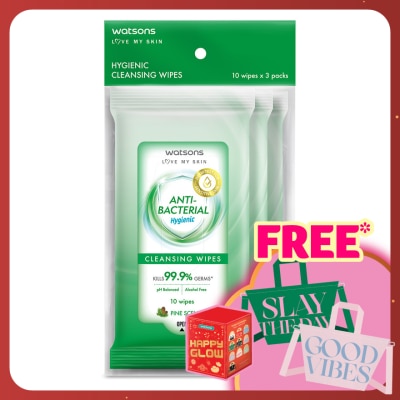 WATSONS Antibacterial Cleansing Wipes 10S X 3
