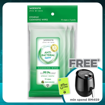WATSONS Antibacterial Cleansing Wipes 10S X 3