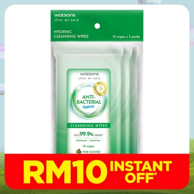 WATSONS Antibacterial Cleansing Wipes 10S X 3
