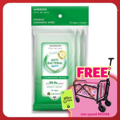 WATSONS Antibacterial Cleansing Wipes 10S X 3