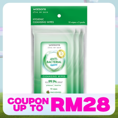 WATSONS Antibacterial Cleansing Wipes 10S X 3