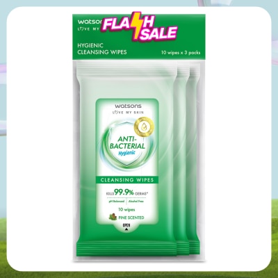WATSONS Antibacterial Cleansing Wipes 10S X 3
